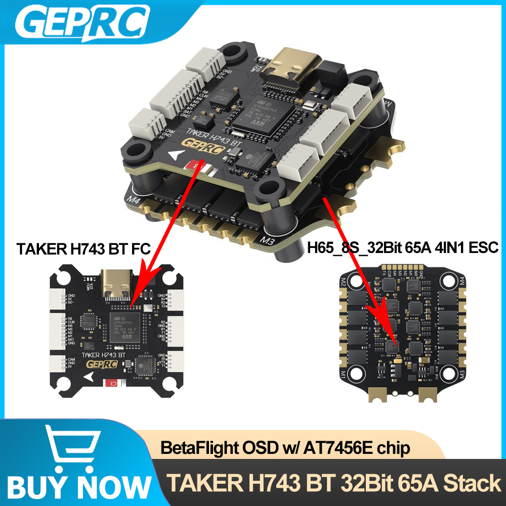 Drone Racing Flight Controller - Geprc taker h743 bt 32bit 65a